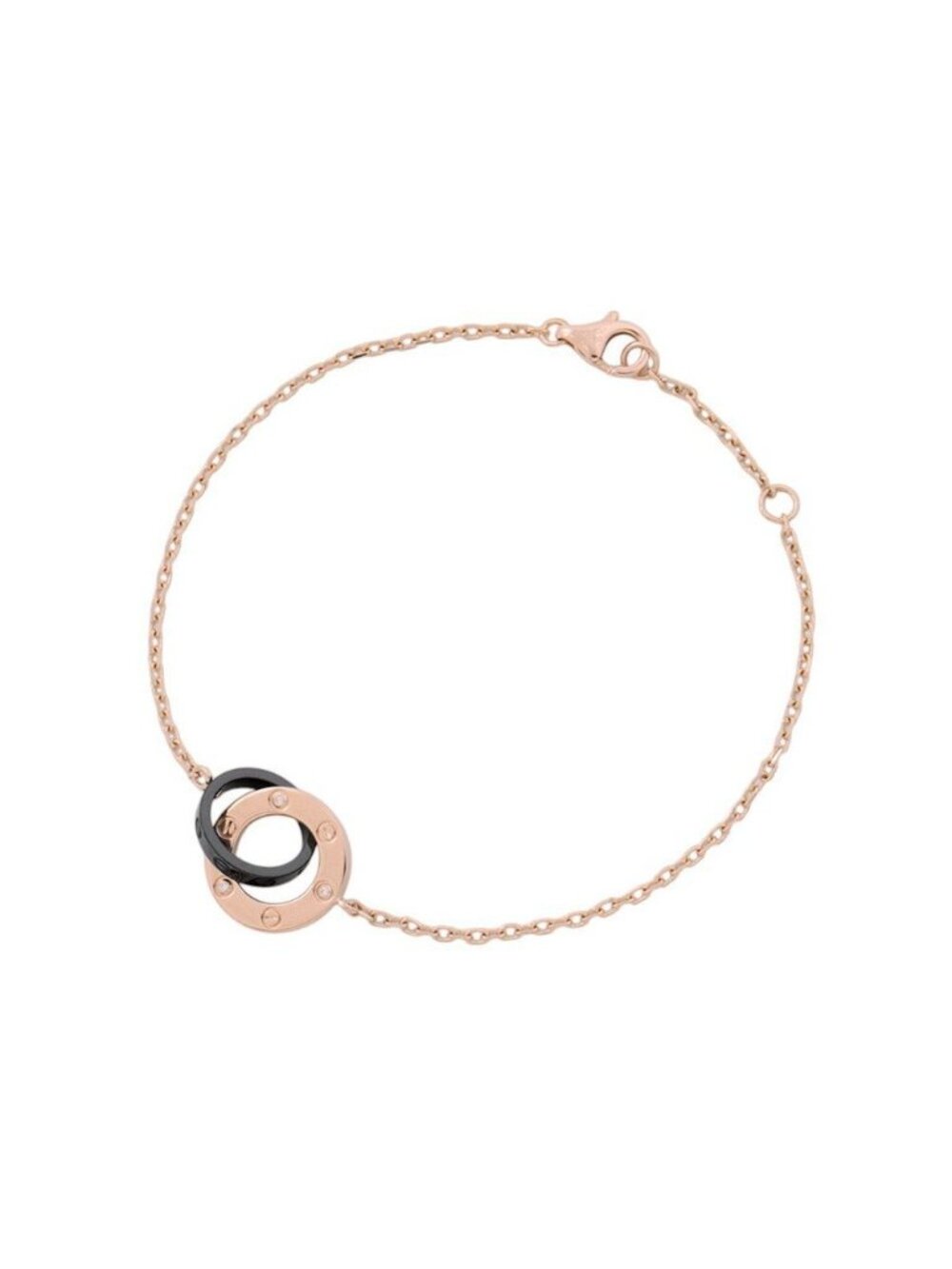 Cartier Bracelet Love Diamond 18k Pink Gold Black Ceramic Circle Chain